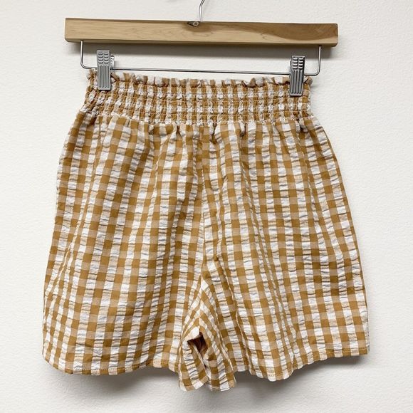 Forever 21 Gingham Plaid Skort‎ Size Small High Rise Seesucker Tan Shorts Skirt - Picture 4 of 8